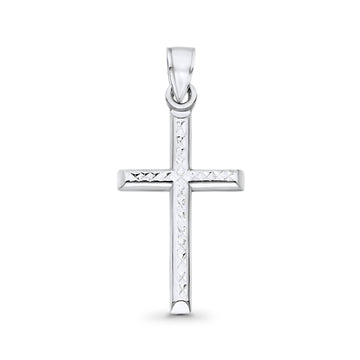 White Gold 14K Real Religious Cross Charm Pendant 25mmX16mm  0.7grams
